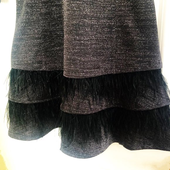 Roberta Di Roma Black with Silver Thread Feathers Embellished Dress NEW Size S - Picture 2 of 5